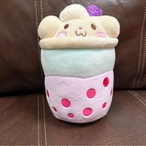 Puchi‎ Gumi BOBA MILK TEA Teddy Bear  Sip And See  7"  Bean Plush 2023 Purple